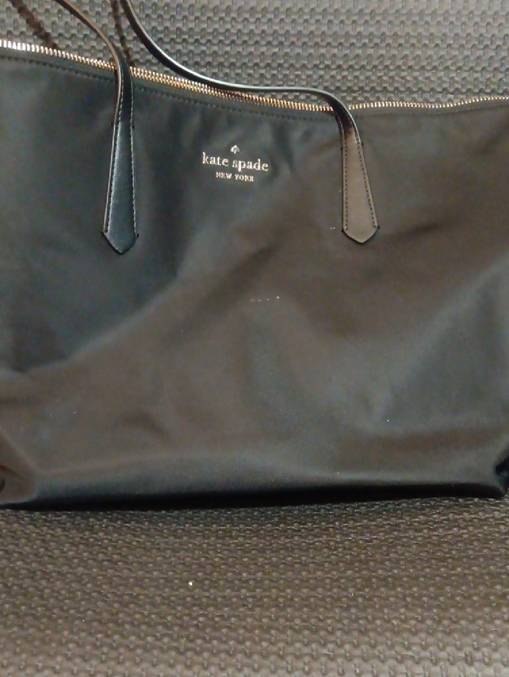 kate spade black nylon tote with gold zipper